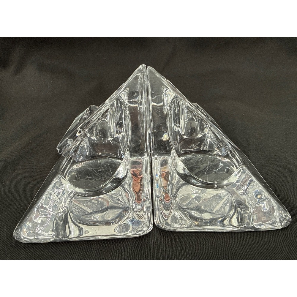 Nybro Sweden Pyramid Art Glass Set of 4 Candle Holders by Kjellstrom
